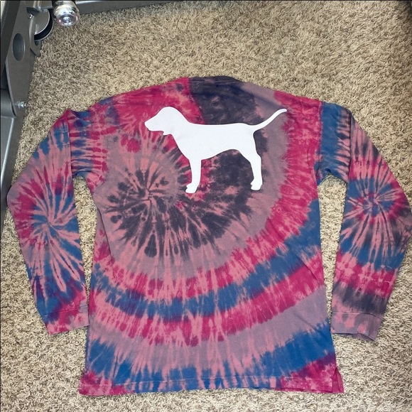 PINK Victoria's Secret Tops - VS PINK Custom Tie Dye L/S Campus Tee